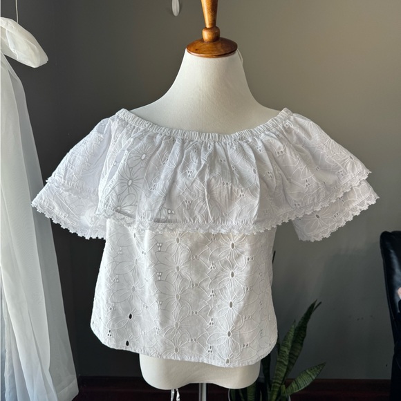 CALYPSO ST. BARTH WHITE OFF-SHOULDER BLOUSE | SIZE M - Picture 5 of 14